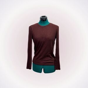 Rachel Zoe maroon ribbed long sleeve shirt | Sz S